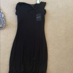 Gold ray black net cut out dress new